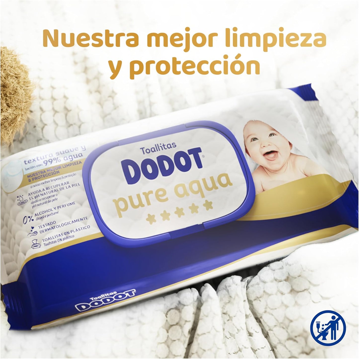Dodot Toallitas Bebé Pure Aqua, 864 Toallitas (18 Packs x 48 uds)