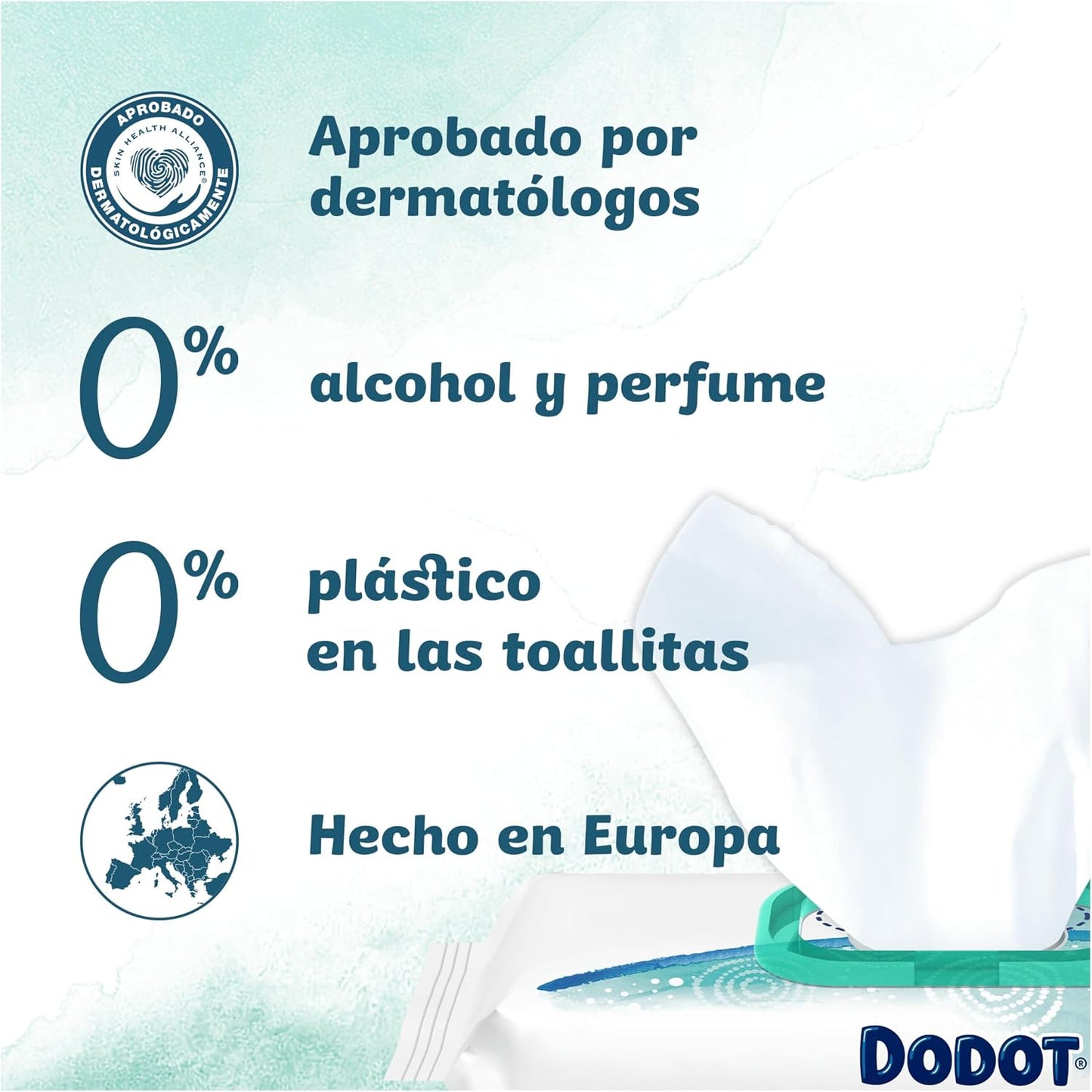 Dodot Toallitas Pure Calma & Protege Para Bebé 24 Paquetes De 46 Unidades =1104 Toallitas, Ayuda a restaurar el pH natural de la piel, una gota de Aloe Vera